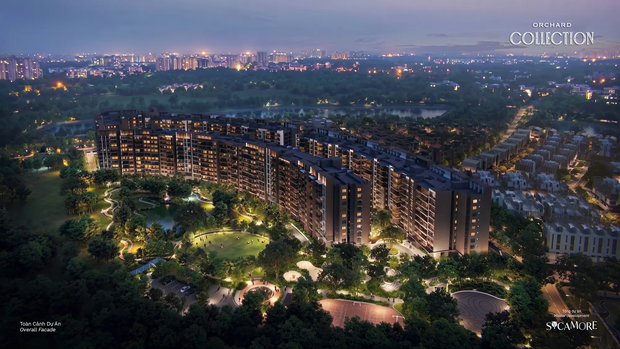 Orchard Collection và Sycamore về đêm nhìn từ trên cao